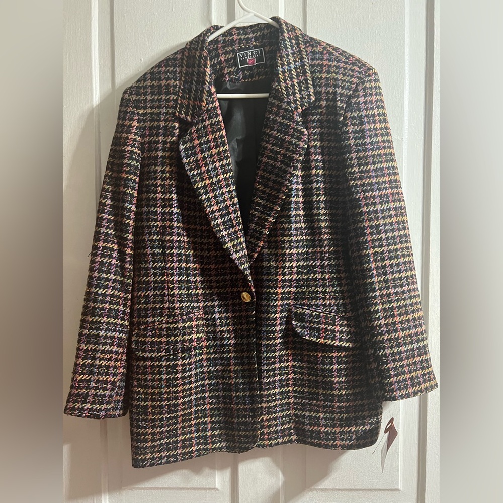 Women's Multicolor woven design vintage blazer